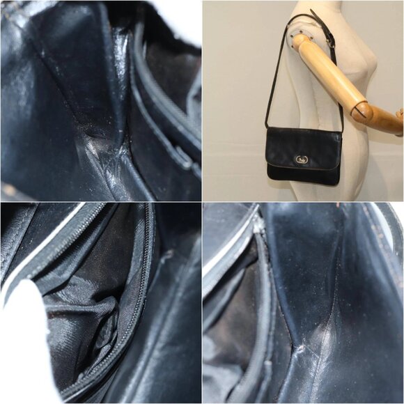 CELINE Shoulder Bag Leather Black Auth 78890 - Picture 14 of 15